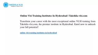Online Vlsi Training Institutes In Hyderabad Takshila-vlsi.com