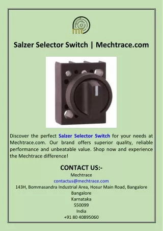 Salzer Selector Switch Mechtrace.com