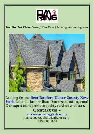 Best Roofers Ulster County New York  Dmringcontracting.com