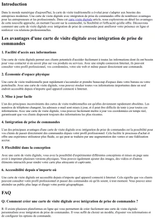 Les avantages d'une carte de visite digitale avec intégration de prise de comman