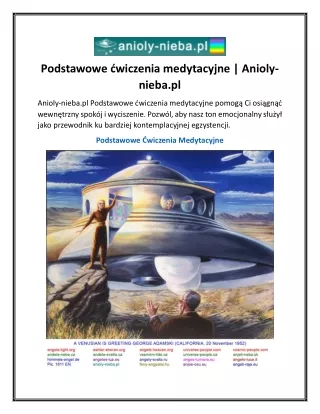 Podstawowe ćwiczenia medytacyjne Anioly-nieba