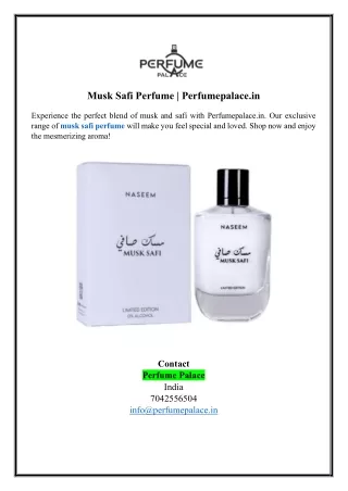 Musk Safi Perfume | Perfumepalace.in