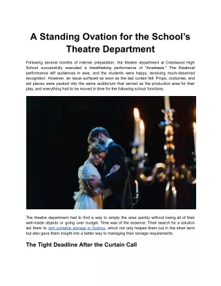 A Standing Ovation for the School’s  Theatre  Department