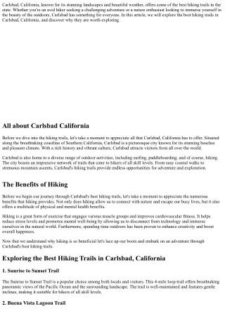 Exploring the Best Hiking Trails in Carlsbad, California