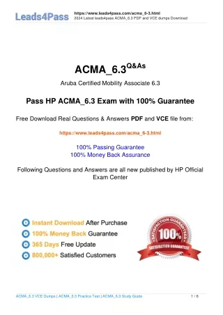 HP ACMA_6.3 dumps exam questions latest update in September