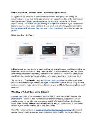 How to Buy Bitcoin Cards and Virtual Cards Using Cryptocurrency