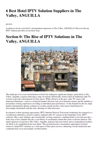 6 Best Hotel IPTV Solution Suppliers in The Valley, ANGUILLA