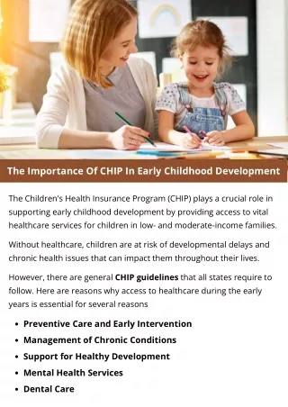 The Importance Of CHIP In Early Childhood Development