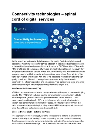 Connectivity technologies – spinal cord of digital services
