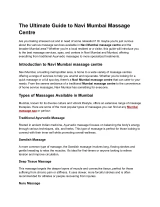 The Ultimate Guide to Navi Mumbai Massage Centre