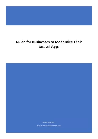 Guide for Businesses to Modernize Their Laravel Apps - Siddhi Infosoft
