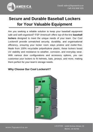 Secure and Durable Baseball Lockers for Your Valuable Equipment