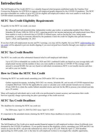 SETC Tax Credit Guide