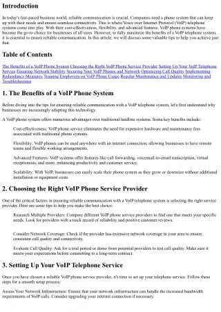 Tips for Ensuring Reliable Communication with a VoIP Telephone System