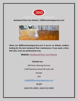 Hardwood Floor Care Atlanta | 360floorcleaningservice.com