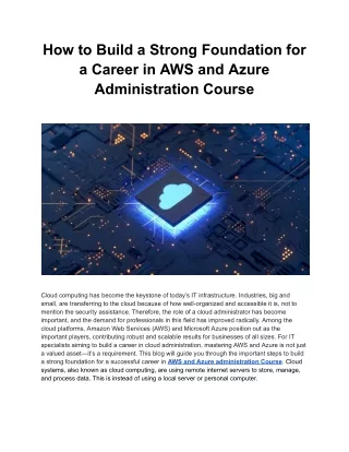 How to Build a Strong Foundation for a Career in AWS and Azure Administration Course