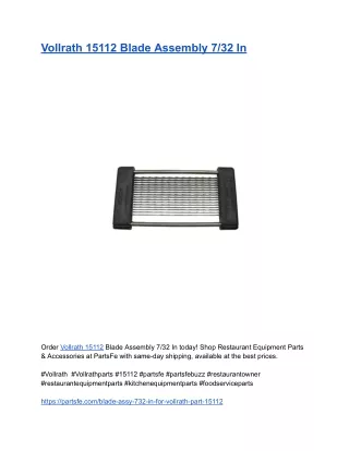 Vollrath 15112 Blade Assembly 7_32 In