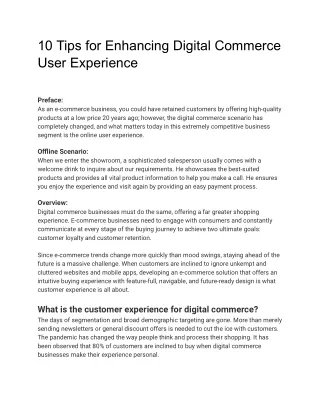 10 Tips for Enhancing Digital Commerce User Experience