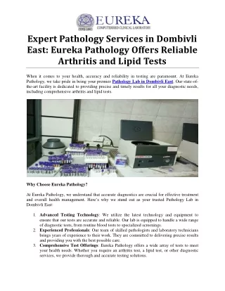 Comprehensive Pathology Lab Services in Dombivli East: Specialized Arthritis