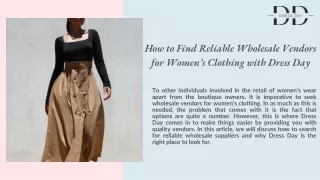 How to Find Reliable Wholesale Vendors for Women’s Clothing with Dress Day