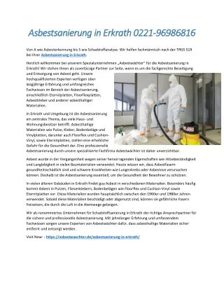 Asbestsanierung in Erkrath 0221-96986816
