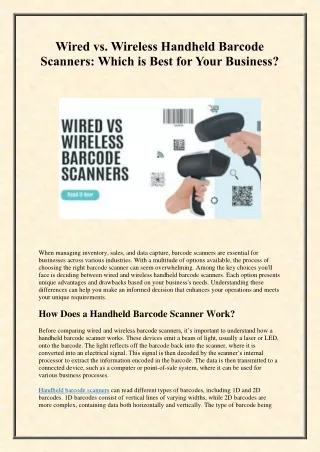 Wired vs. Wireless Handheld Barcode Scanners: Which is Best for Your Business?