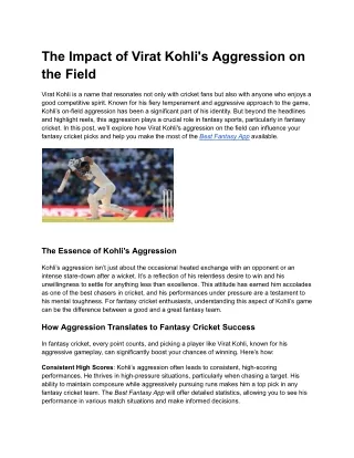 The Impact of Virat Kohli's Aggression on the Field_ A Game-Changer for Fantasy Sports Fans