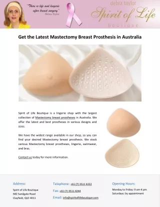 Get the Latest Mastectomy Breast Prosthesis in Australia