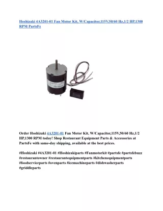 Hoshizaki 4A3201-01 Fan Motor Kit, W_Capacitor,115V,50_60 Hz,1_2 HP,1300 RPM PartsFe