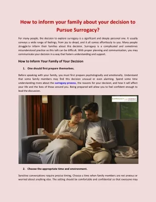 How to inform your family about your decision to Pursue Surrogacy