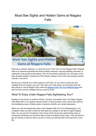 Must-See Sights and Hidden Gems at Niagara Falls