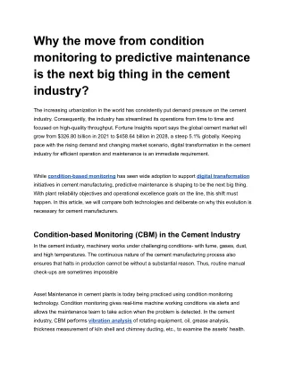 Why the move from condition monitoring to predictive maintenance is the next big thing in the cement industry (1)