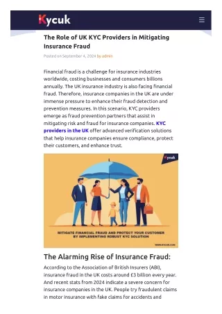 The Role of UK KYC Providers in Mitigating Insurance Fraud