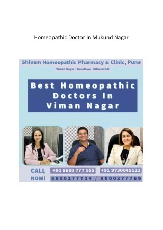 Homeopathic Doctor in Mukund Nagar