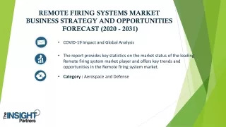 REMOTE FIRING SYSTEMS MARKET  BUSINESS STRATEGY AND OPPORTUNITIES FORECAST (2020