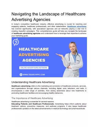 Navigating the Landscape of Healthcare Advertising Agencies