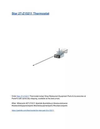 Star 2T-Z15211 Thermostat