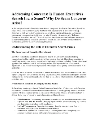 Uncovering the Truth - Is Fusion Executives Search Inc. a Scam or Legit - Addressing Common Concerns