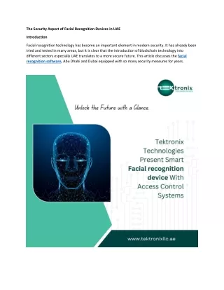 Impact of Facial Recognition Devices on Security in UAE