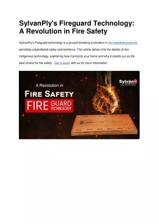 SylvanPly's Fireguard Technology: A Revolution in Fire Safety