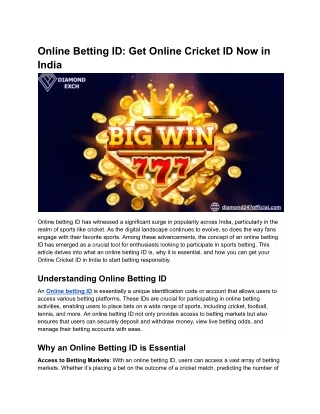 Online Betting ID_ Get Online Cricket ID Now in India