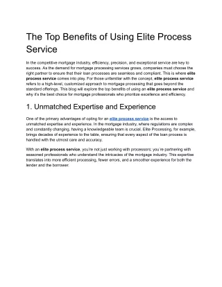 The Top Benefits of Using Elite Process Service