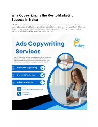 Why Copywriting is the Key to Marketing Success in Noida