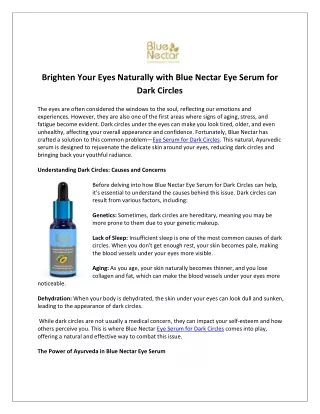 Brighten Eyes with Blue Nector Eye Serum for Dark Circles