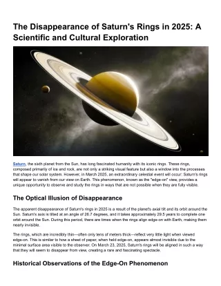 The Disappearance of Saturn's Rings in 2025_ A Scientific and Cultural Exploration