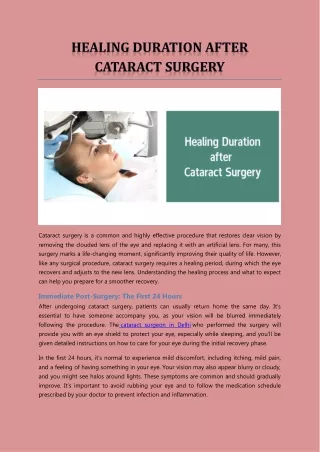 Healing Duration After Cataract Surgery