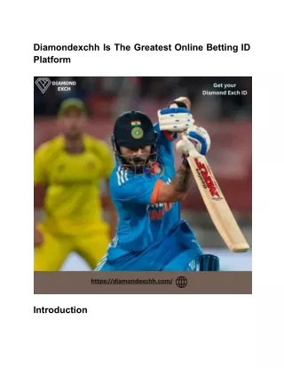 Diamondexchh Is The Greatest Online Betting ID Platform