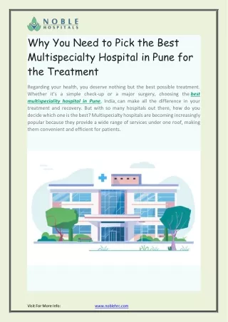 Choosing the Best Multispeciality Hospital A Critical Decision for Your Treatment in Pune  Noble Hospitals