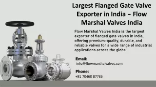 Largest Flanged Gate Valve Exporter in India - Flow Marshal Valves India