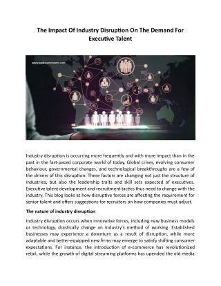 The Impact Of Industry Disruption On The Demand For Executive Talent